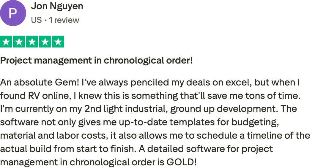 Rehab Valuator review on TrustPilot from Jon Nguyen